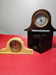 Two Vintage Wind Up Clocks, Atwood And Lux