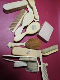 Vintage Or Antique Celluloid Toiletries Brushes And Combs