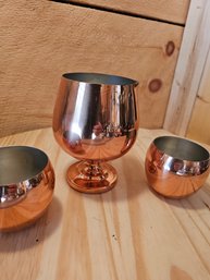 Vintage Coppercraft Guild Copper Brandy Snifter, Pitcher, Two  Mule Cups