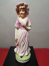 Vintage Ceramic Figurines, Girl In Pink 8' Tall Unbranded