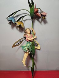Fairy Themed Garden Ornament, Metal And Resin