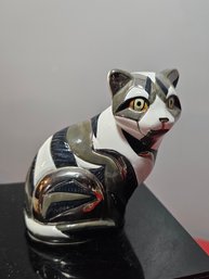 Cat Figurine, Heavy, Handpainted