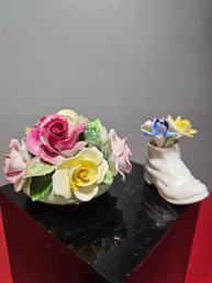 Two Vintage Porcelain Flower Bouquets, Royal Doulton Englandn,