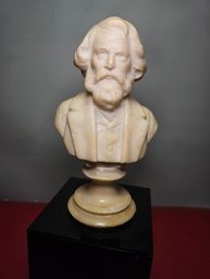 Longfellow Bust, Carved In Stone Or Marble