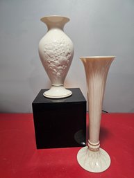 Two Lenox Pottery Vases, Fruit Of Life And Gold Rim Fluted Vase