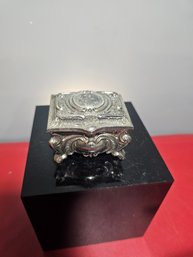 Silver Tone Metal Trinket Box Snuff Box