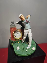 Golf Theme Clock With Figurine