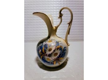 Antique  Victoria Carlsbad Austria Ewer Bud Vase, Hand Painted, Gilded