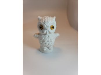 Figurine Goebel White Owl 3.5in W Germany 1973 Bisque Porcelain Glass Eyes