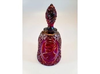 Fenton Art Glass Ruby Red Satin Carnival 'Famous Three Women Bell' 1984 #1250