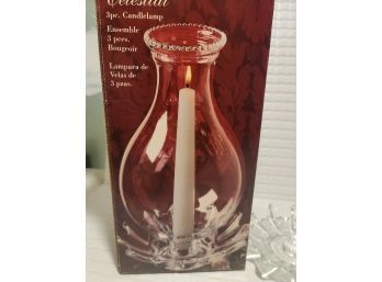 INDIANA GLASS Crystal Celestial Candle Lamp-  Vintage, Still In Box