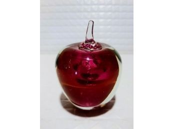 Hand Blown Murano Art Glass Red Apple Large Paperweight Signed Roy Wilson 1984