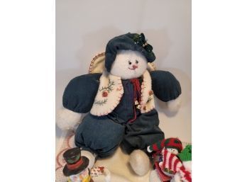 Vintage Snowman Collection Christmas Handcrafted 12 Plush, Stocking, Figur. 03m
