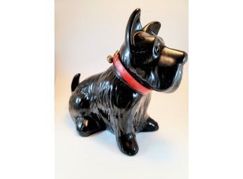 Vintage Black Porcelain Standing Scottie Dog W/Collar 12' Sculpture Figurine