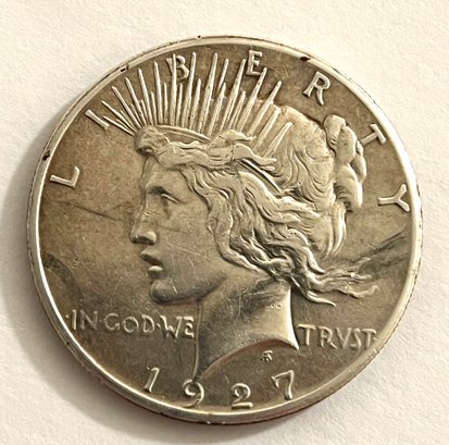 1927 Peace Silver Dollar, Key Date, Low Mintage, AU Condition