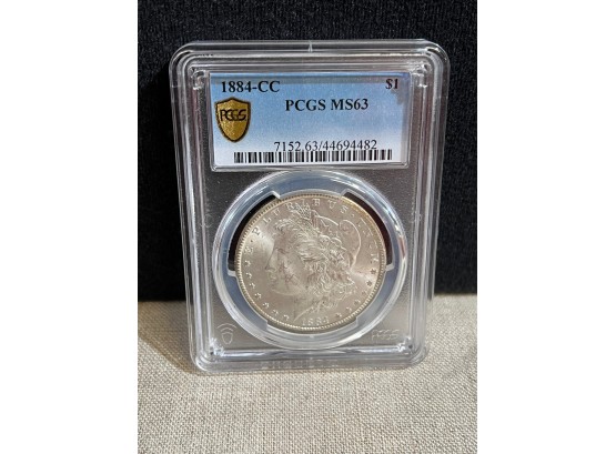 PCGS Graded 1884-CC Morgan Silver Dollar, MS-63