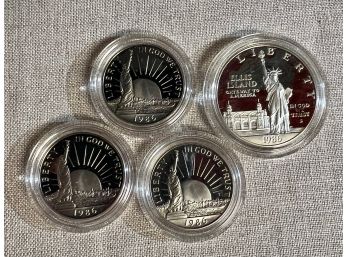 Four 1986 U.s. Silver Proof Liberty Coins, 90 Silver