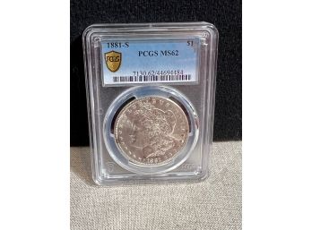 PCGS Graded 1881-s Morgan Silver Dollar, MS-62