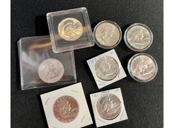 Group Of U.s. Silver Franklin Half Dollars, All Proof & BU