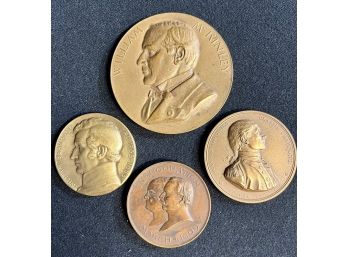 Rare Group Of Four Late 19th & Early 20th Century Bronze Medals, President Mckinley, Taft