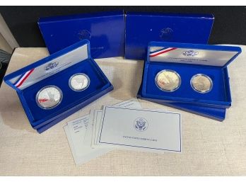 Pair Of 1984 Liberty U.s. Silver Dollar & Half Dollar Commemorative Sets
