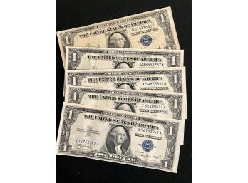 Group Of Five 1935 U.s. Silver Certificates