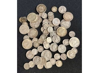 Amazing Early Lot Of American Silver Coins, Barber Halves, Mercury Dimes, Franklin Halves Etc. Over $13 Face