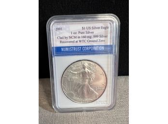2001 U.s Mint Silver American Eagle Recovered From World Trade Center Hoard