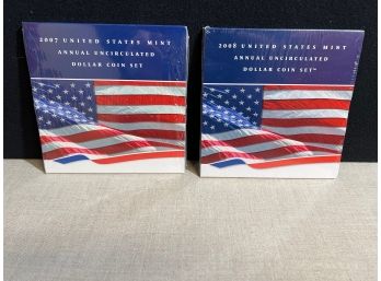 2007 & 2008 U.s. Mint Annual Uncirculated Dollar Coin Sets, Silver American Eagles