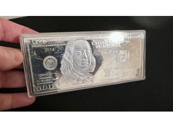 Limited Edition $100 Bill Made Of 1oz Of Pure Silver, /5000