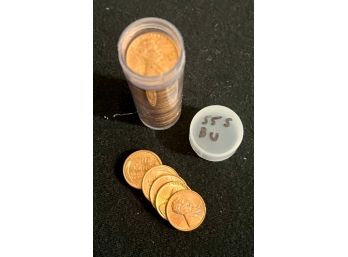Uncirculated Roll Of Fifty 1955s Wheat Pennies