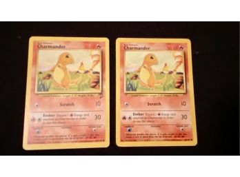 Pair Of Original Pokemon 'Charmander' Cards