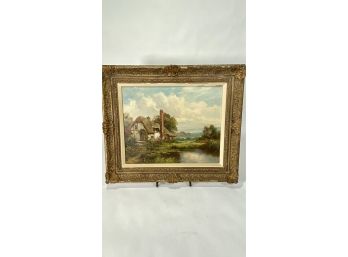 Oil On Canvas Of Country Cottage