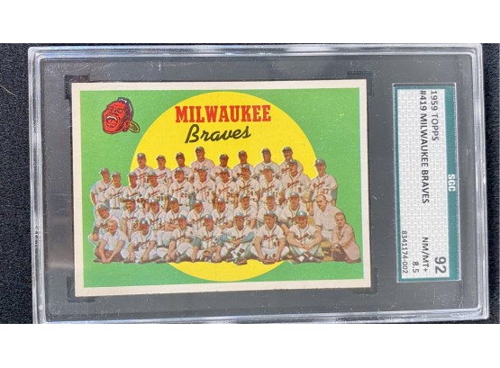 1959 Topps Milwaukee Braves Team Card Graded SGC 92