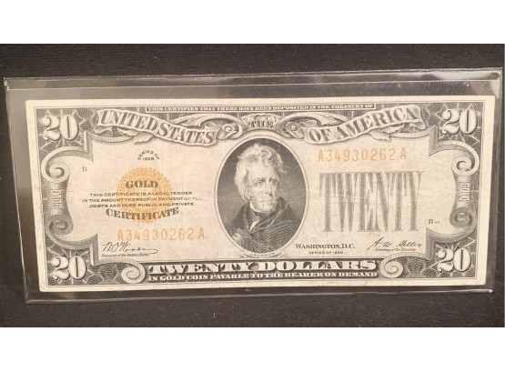 1928 $20 Gold Certificate VF/XF Condition