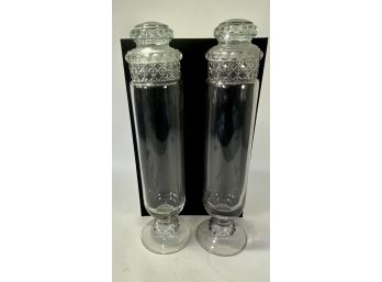 Very Rare Large Pair Of Dakota Glass Apothecary Candy Store Pedestal Globe Jars By Tiffin, Circa. 1890's
