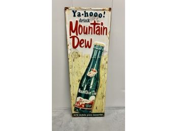 Rare Original 1960's Mountain Dew Metal Advertising Sign