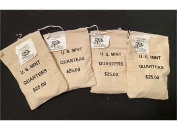 Lot Of Four U.s. Mint Sealed/uncirculated State Quarter Bags, $25 Face Each