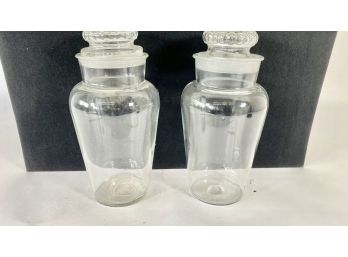 Pair Of Matching Dakota Glass Apothecary/Soda Fountain Candy Jars