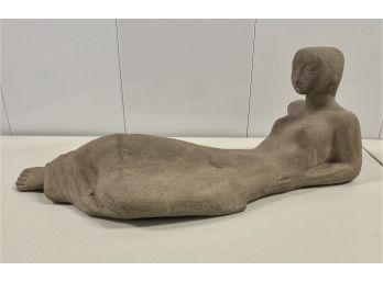 Mid Century Modern Cast Sculpture Of Lounging Woman