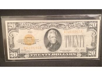 1928 $20 Gold Certificate VF/XF Condition
