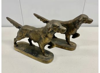 Pair Of Antique Bronze Dog Bookends