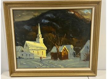 Original Len Stomski Oil On Canvas, New England Country Scene
