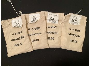 Lot Of Four U.s. Mint Sealed/uncirculated State Quarter Bags, $25 Face Each