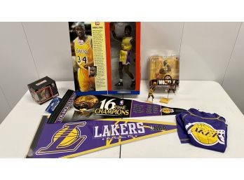 Los Angeles Lakers Sports Memorabilia Lot Including Starting Linups Etc