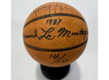 Famed Sports Sculptor Armand LaMontagne Limited Edition Miniature Basketball /100 Signed By Larry Bird