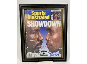 Boxing Legends Marvin Hagler & Sugar Ray Leonard Signed Sports Illustrated Cover