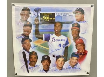 Amazing MLB 500 Home Run Club/Hall Of Fame Signed Poster, Ted Williams, Hank Aaron, Willie Mays Ernie Banks