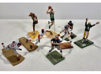 Group Of 8 Different Hall Of Fame Player's Figurines, Tom Brady, John Elway, Nolan Ryan, Bob Gibson Etc