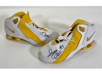 Signed Pair Game Used Jermaine O'Neal/indian Pacers Nike Shoes, Co-signed By Pacers Coach Larry Bird